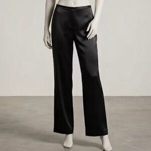 LAFAYETTE 148 Black 100% Silk Wide-Leg Pants, Size 4.